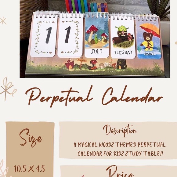 Beautiful Perpetual calendar with cute teddy images - can be used for any year - Picture 6 of 7